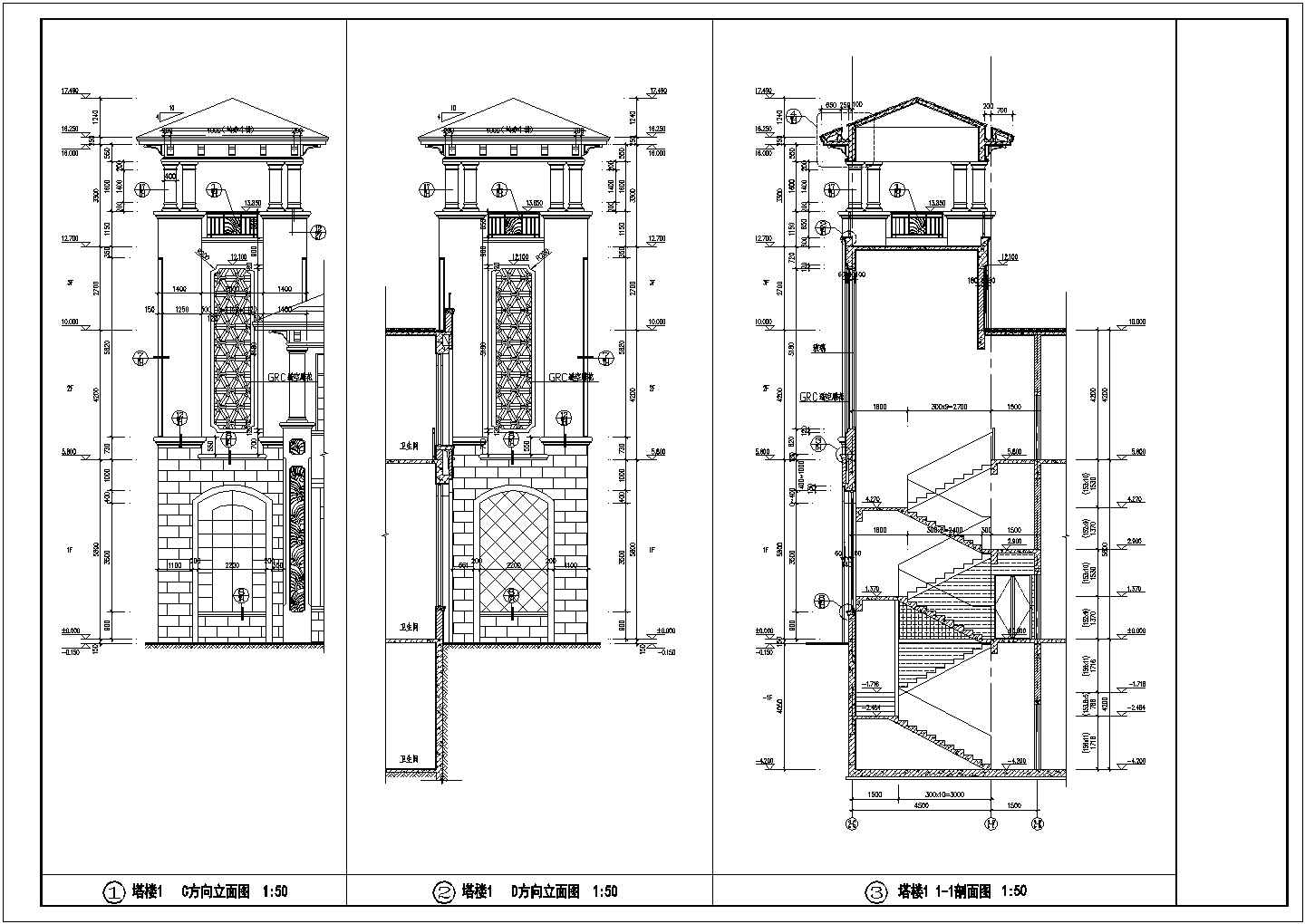 复古欧式风格建筑设计CAD节点图-图二